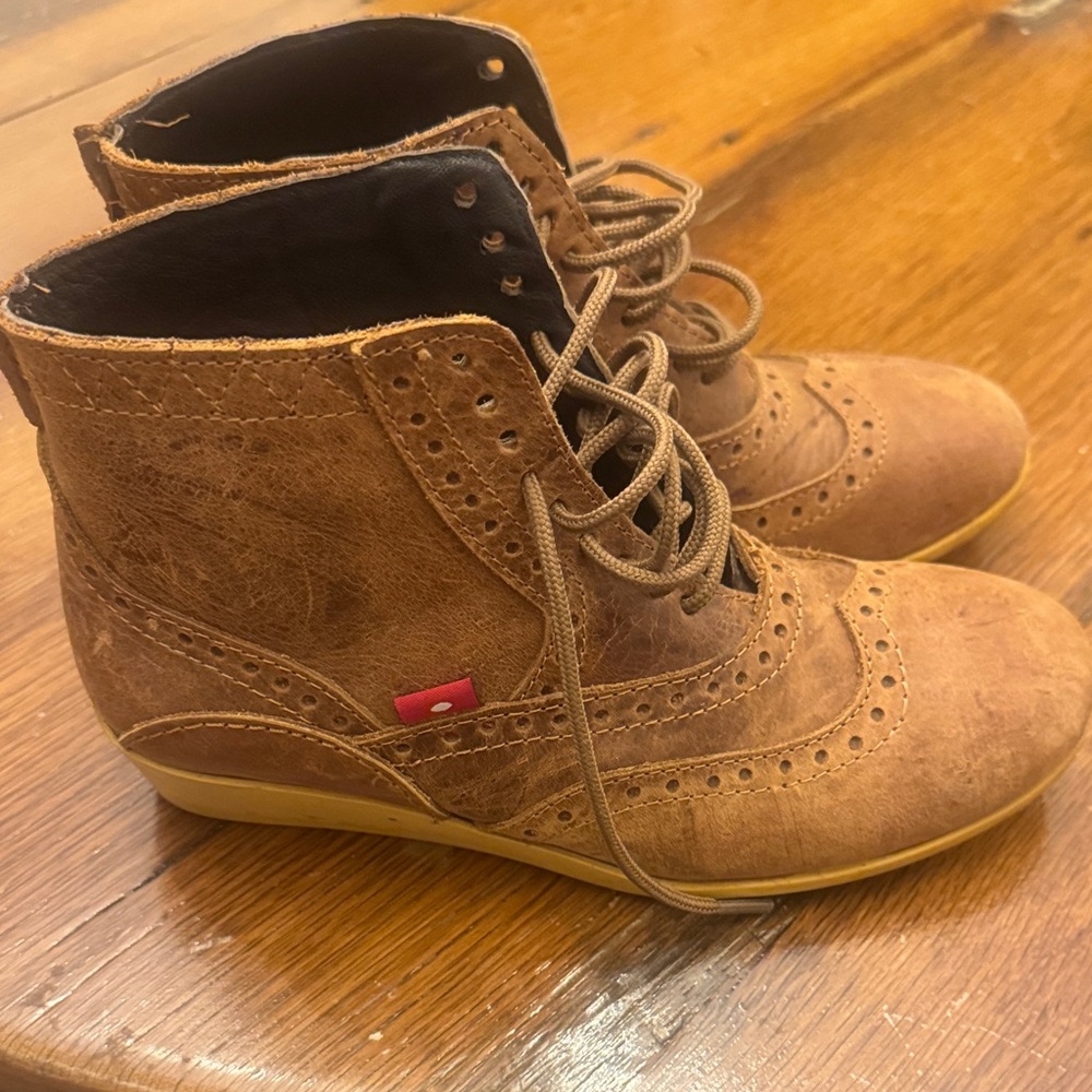 Oliberte Leather Lace Up Wedges
